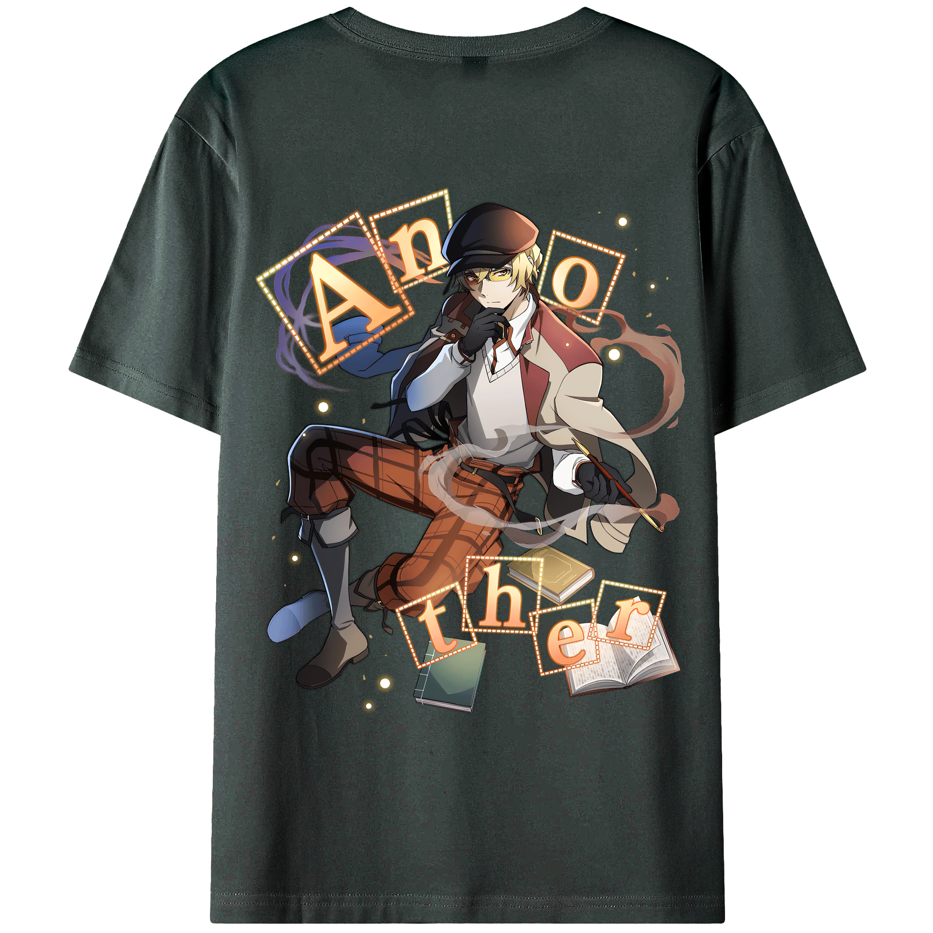 （画像用） 文豪ストレイドッグス Bungo Stray Dogs 綿100％ メンズ半袖Tシャツ（バックプリント） 通気性